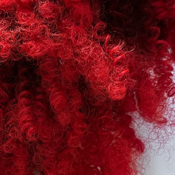 Ansho 15 Inch Short Curly Afro Kinky Wig Synthetic Hair Big Hair Red Black Ombré - Picture 8 of 8